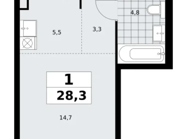 Appartement 1 chambre 28 m² poselenie Sosenskoe, Fédération de Russie