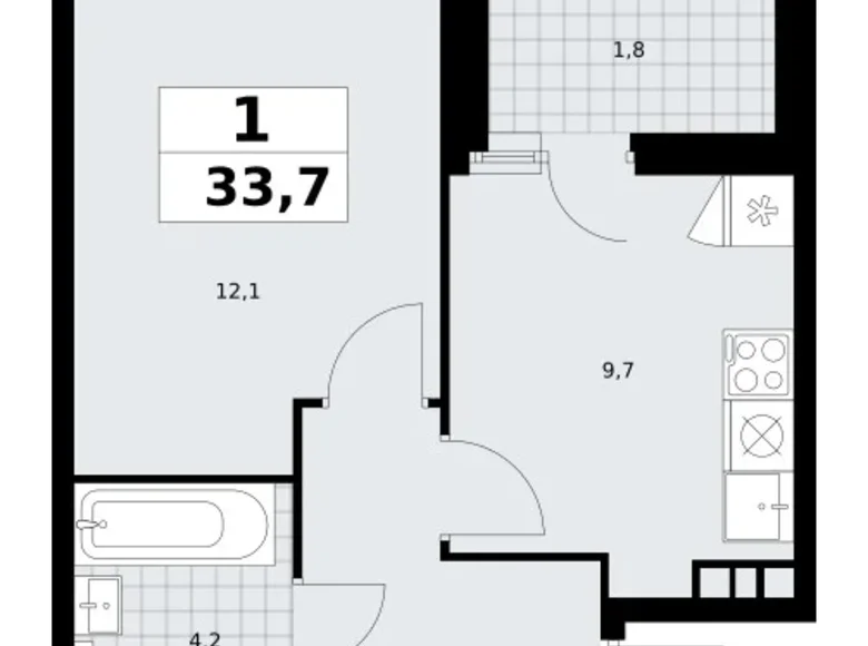 Appartement 1 chambre 34 m² poselenie Sosenskoe, Fédération de Russie