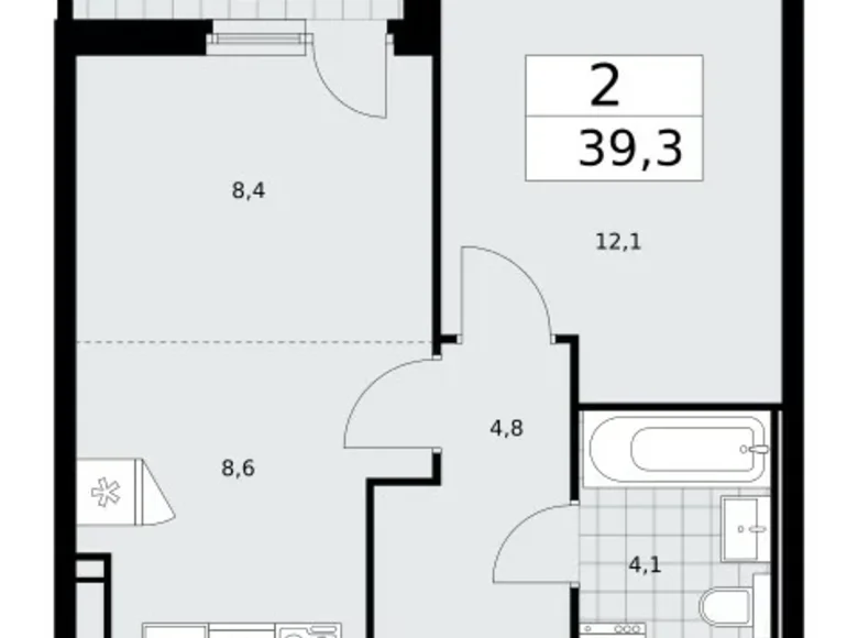 Квартира 2 комнаты 39 м² Москва, Россия