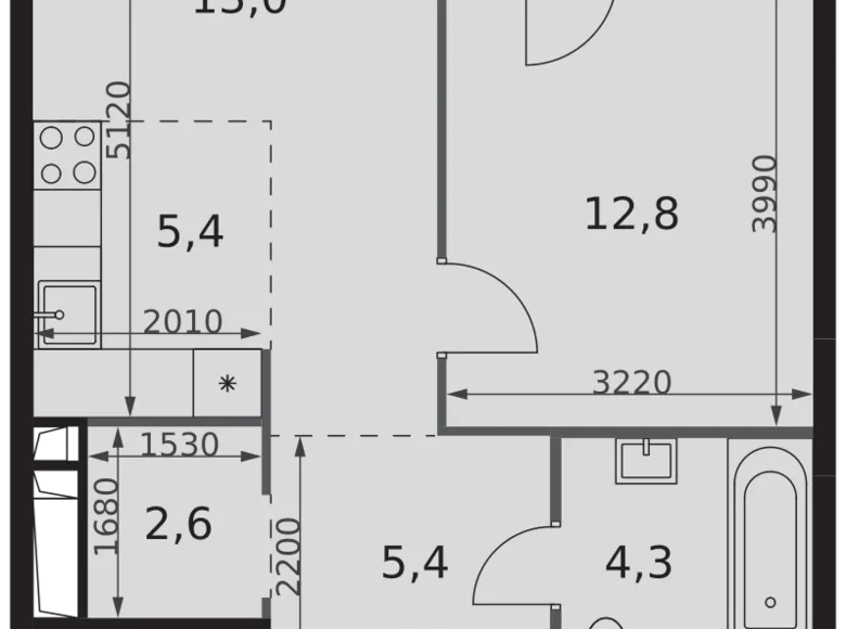 Apartamento 2 habitaciones 47 m² Moscú, Rusia