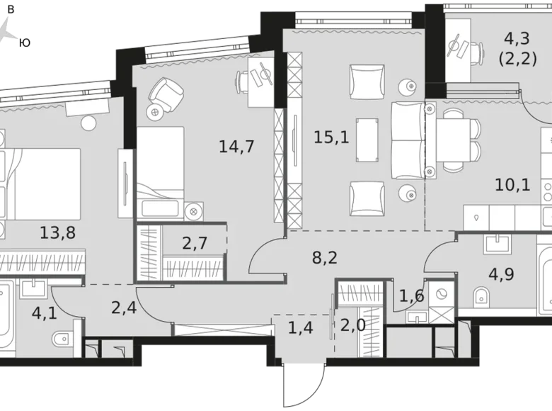 Apartamento 3 habitaciones 83 m² Moscú, Rusia