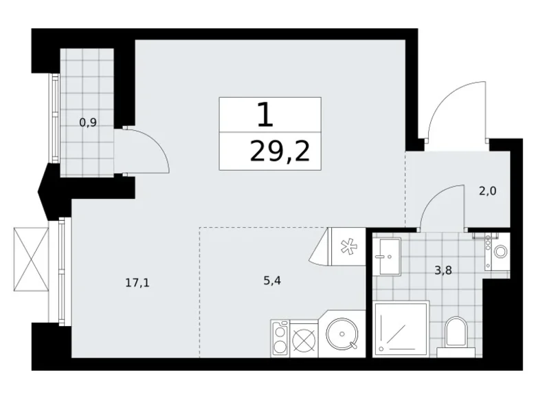 Mieszkanie 1 pokój 29 m² Troick, Rosja