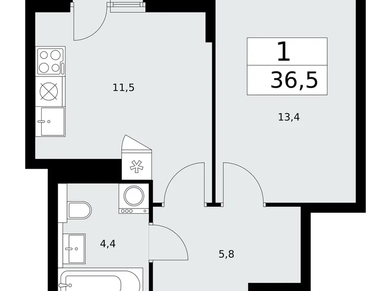 Wohnung 1 Zimmer 37 m² poselenie Sosenskoe, Russland