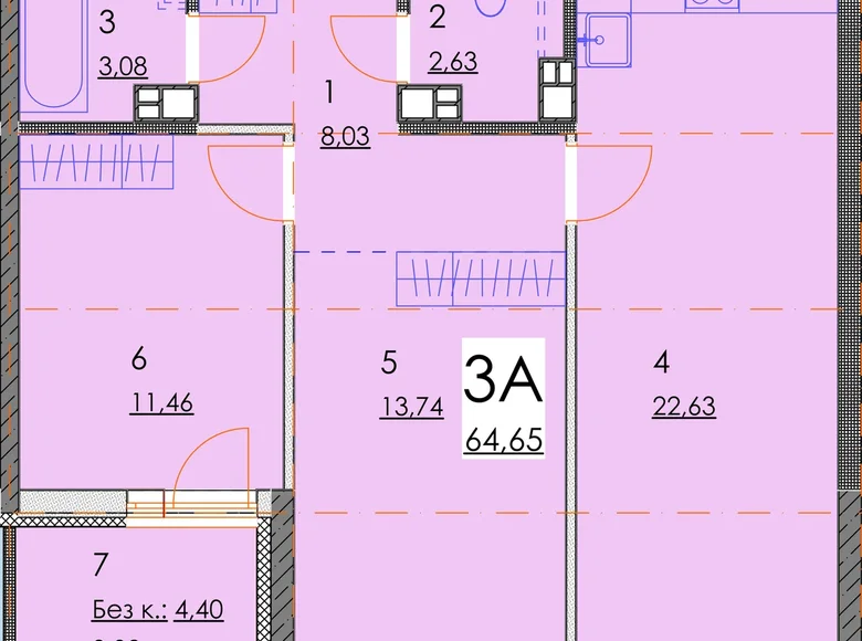 3 room apartment 65 m² Minsk, Belarus