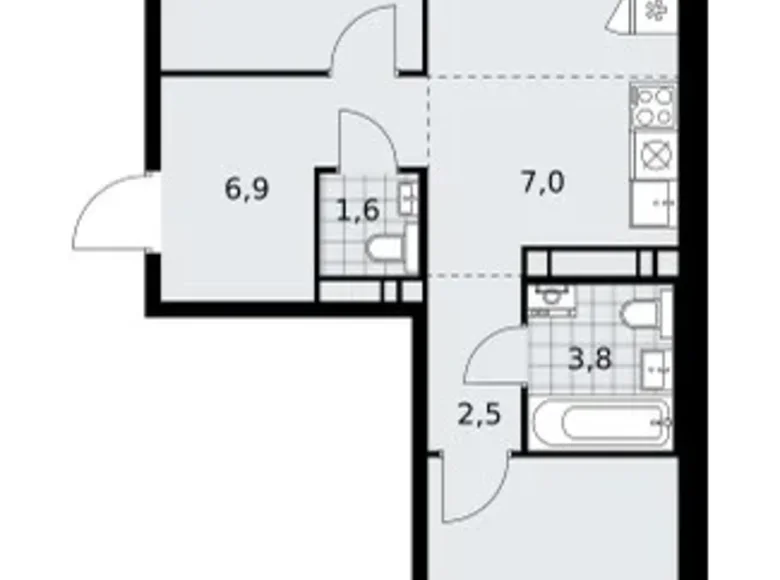 Mieszkanie 3 pokoi 60 m² poselenie Sosenskoe, Rosja