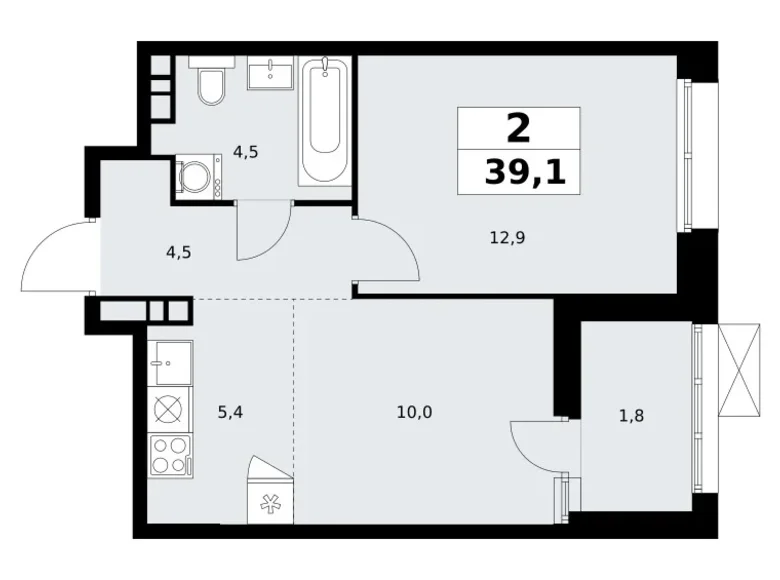 Квартира 2 комнаты 39 м² поселение Сосенское, Россия