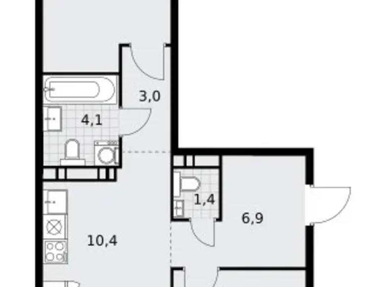3 room apartment 60 m² Vnukovo, Russia