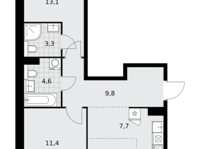 3 room apartment 61 m² poselenie Sosenskoe, Russia