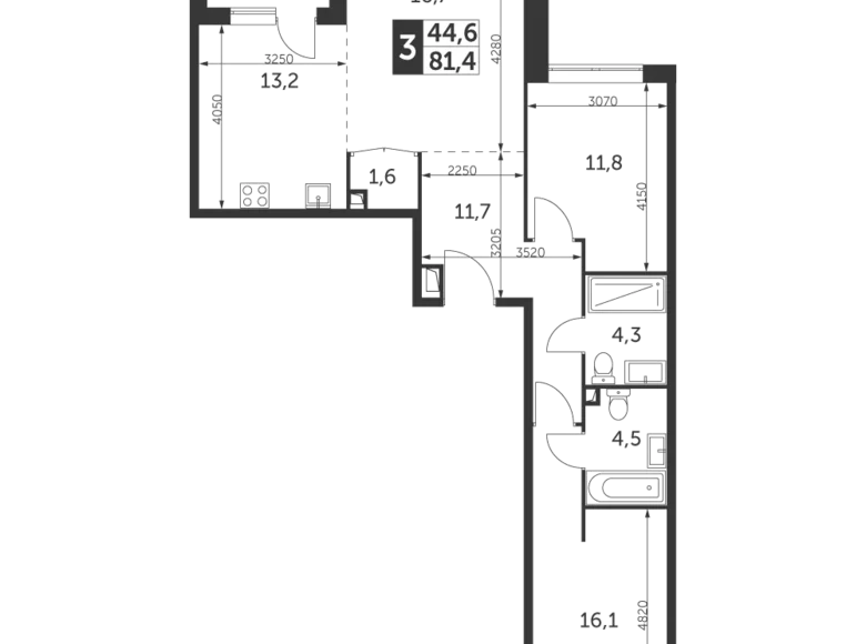 Квартира 3 комнаты 81 м² Северо-Восточный административный округ, Россия