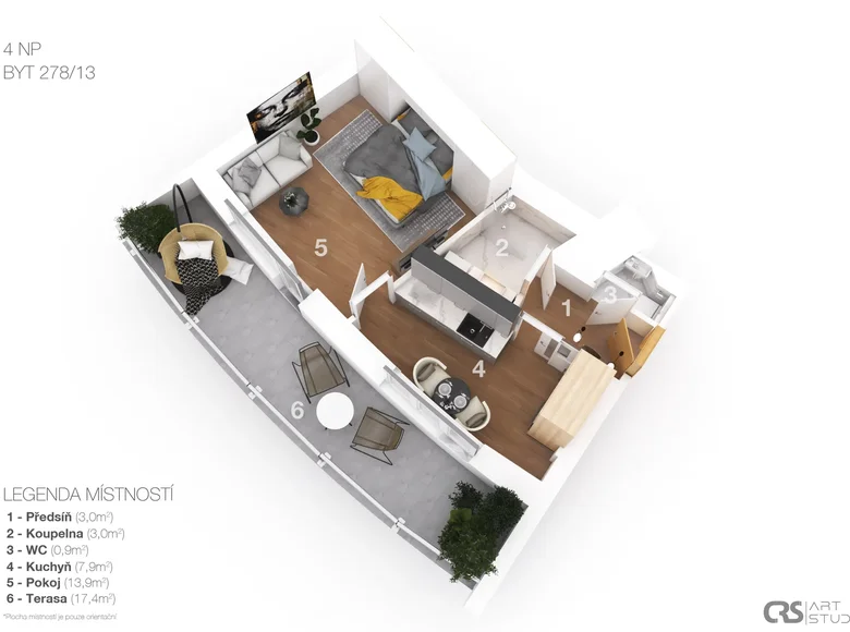 Квартира 1 комната 54 м² Столица Прага, Чехия