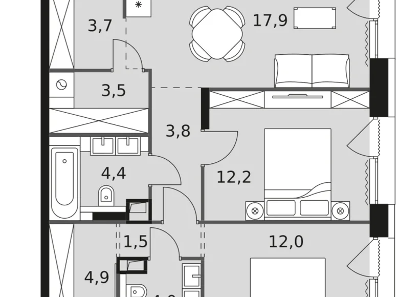 Apartamento 2 habitaciones 68 m² Rostokino District, Rusia