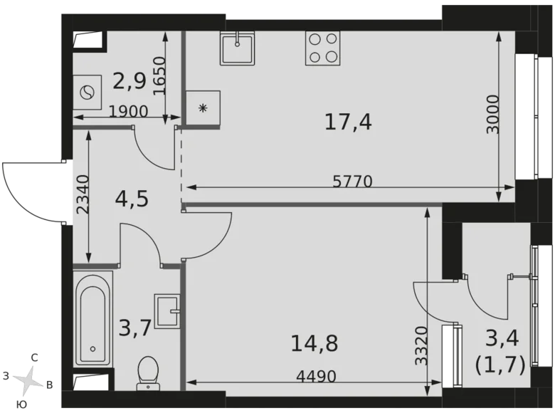Apartamento 1 habitación 45 m² Moscú, Rusia