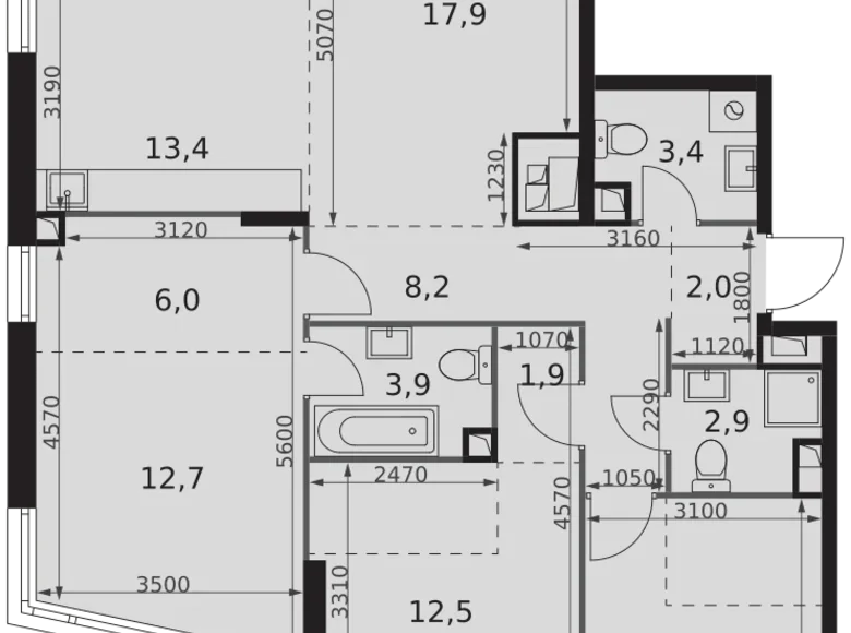 Mieszkanie 4 pokoi 99 m² Moskwa, Rosja