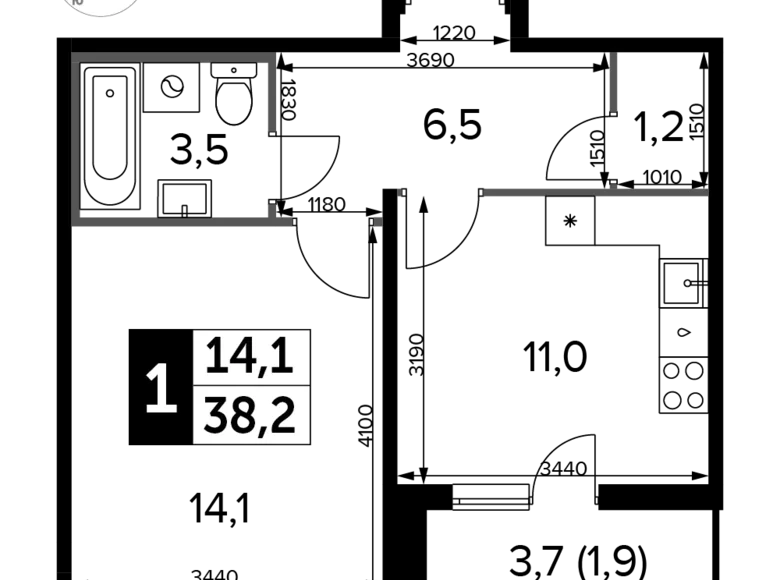 Appartement 1 chambre 38 m² Khimki, Fédération de Russie