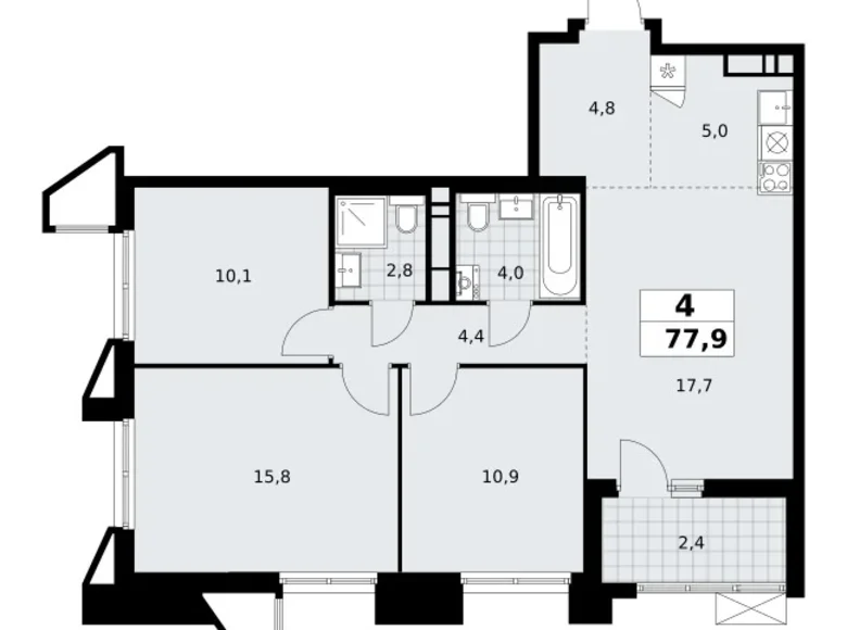 Appartement 4 chambres 78 m² poselenie Sosenskoe, Fédération de Russie