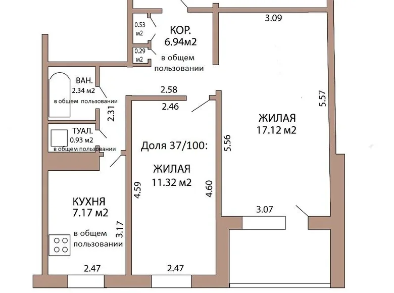 Wohnung 2 zimmer 48 m² Minsk, Weißrussland