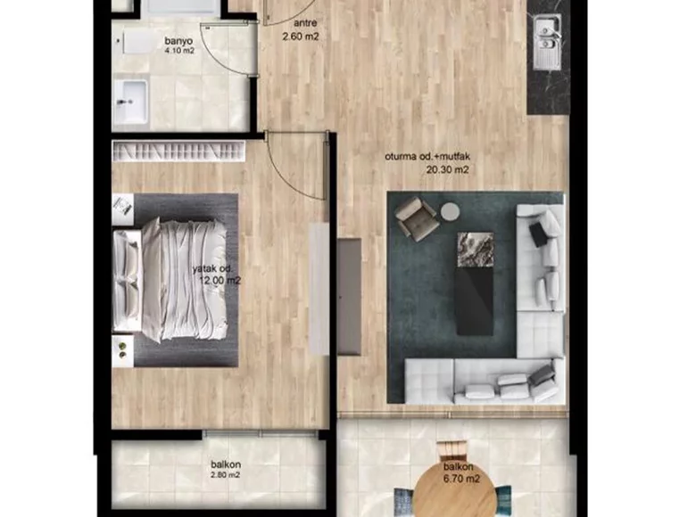2 room apartment 75 m² Mersin, Turkey