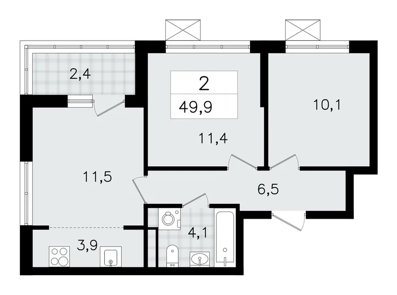 3 room apartment 50 m² Vsevolozhsk, Russia