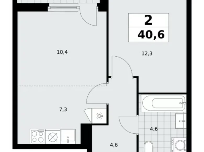 Appartement 2 chambres 41 m² poselenie Sosenskoe, Fédération de Russie