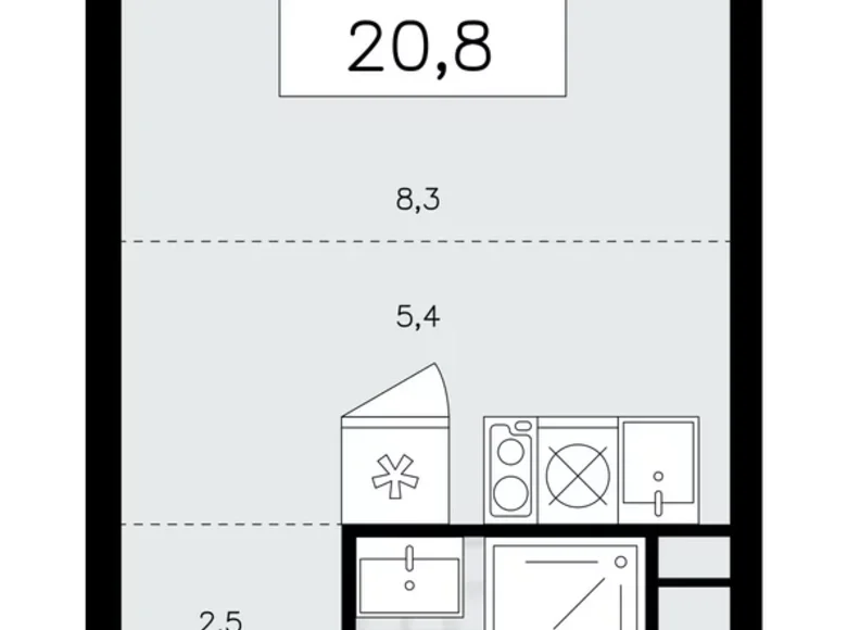 1 room apartment 21 m² poselenie Sosenskoe, Russia