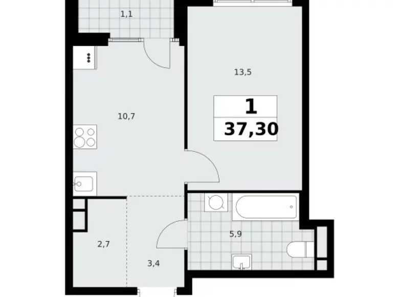 Wohnung 1 Zimmer 37 m² Nördlicher Verwaltungsbezirk, Russland