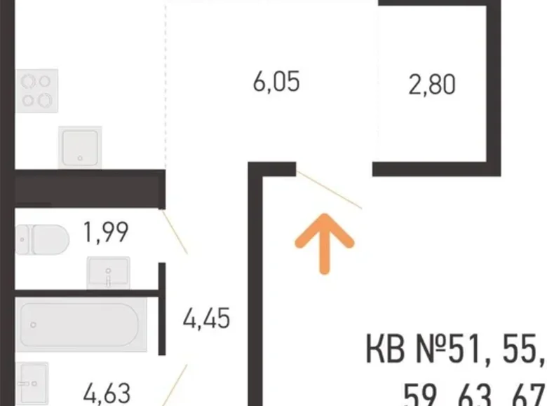 Apartamento 3 habitaciones 64 m² Kopisca, Bielorrusia