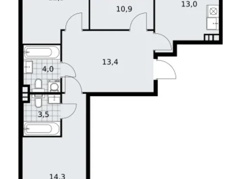 3 room apartment 73 m² poselenie Sosenskoe, Russia