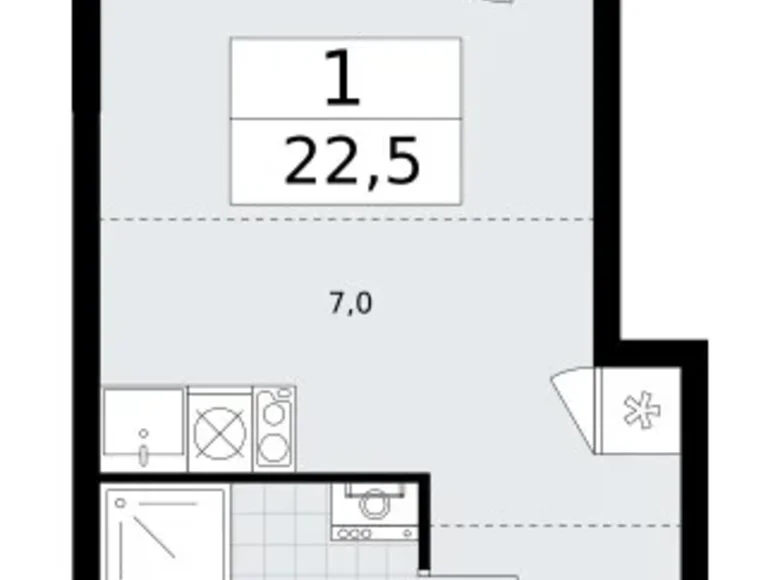 1 room apartment 23 m² Vnukovo, Russia
