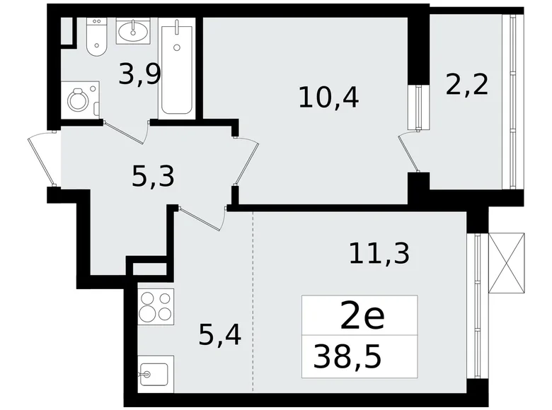 Квартира 2 комнаты 39 м² Всеволожск, Россия