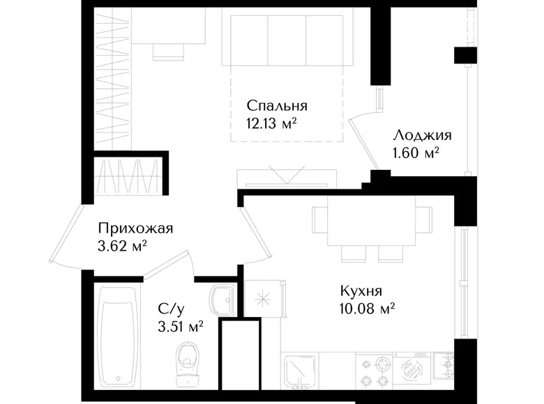 Квартира 1 комната 30 м² Ташкент, Узбекистан