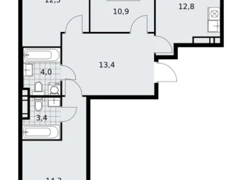 Apartamento 3 habitaciones 73 m² poselenie Sosenskoe, Rusia