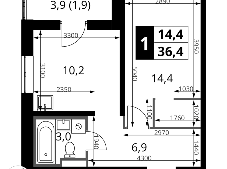 Mieszkanie 1 pokój 36 m² Potapovo, Rosja