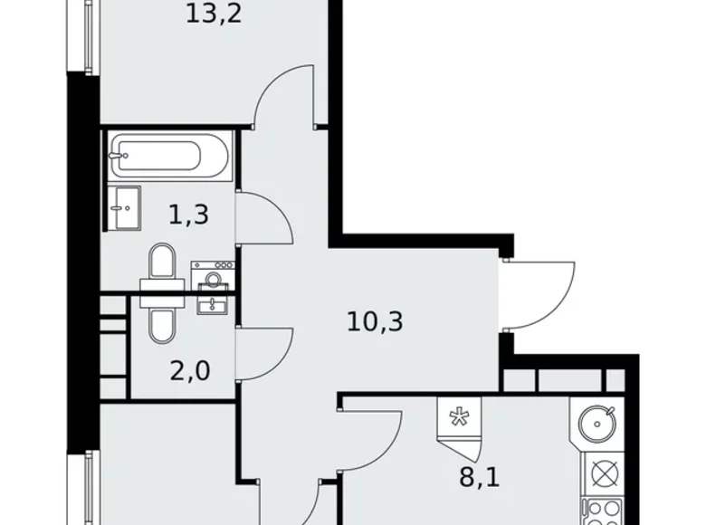 3 room apartment 63 m² Moscow, Russia