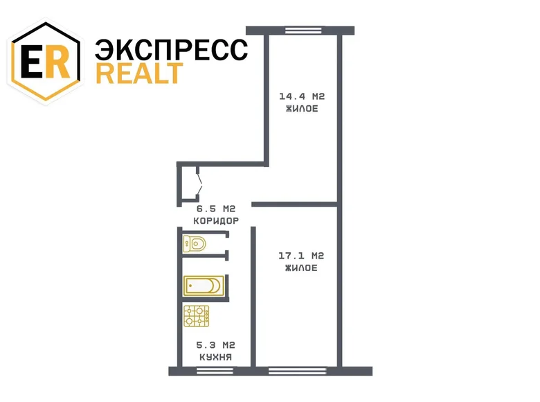 Appartement 2 chambres 50 m² Muchaviecki sielski Saviet, Bélarus