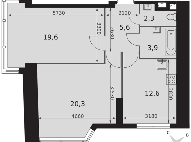 Apartamento 2 habitaciones 64 m² Konkovo District, Rusia