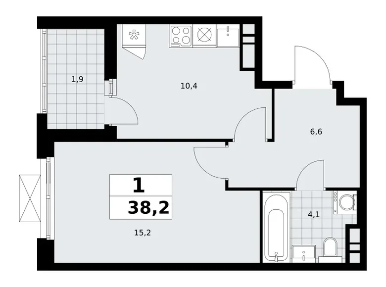 Mieszkanie 1 pokój 38 m² poselenie Sosenskoe, Rosja