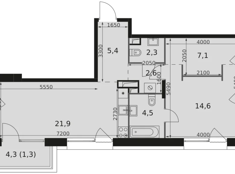 Mieszkanie 2 pokoi 60 m² Moskwa, Rosja