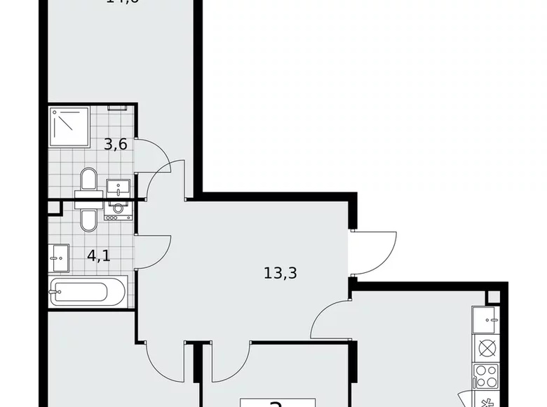 Apartamento 3 habitaciones 75 m² poselenie Desenovskoe, Rusia