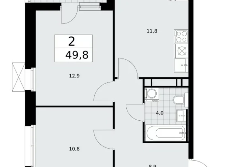 Wohnung 2 zimmer 50 m² Moskau, Russland