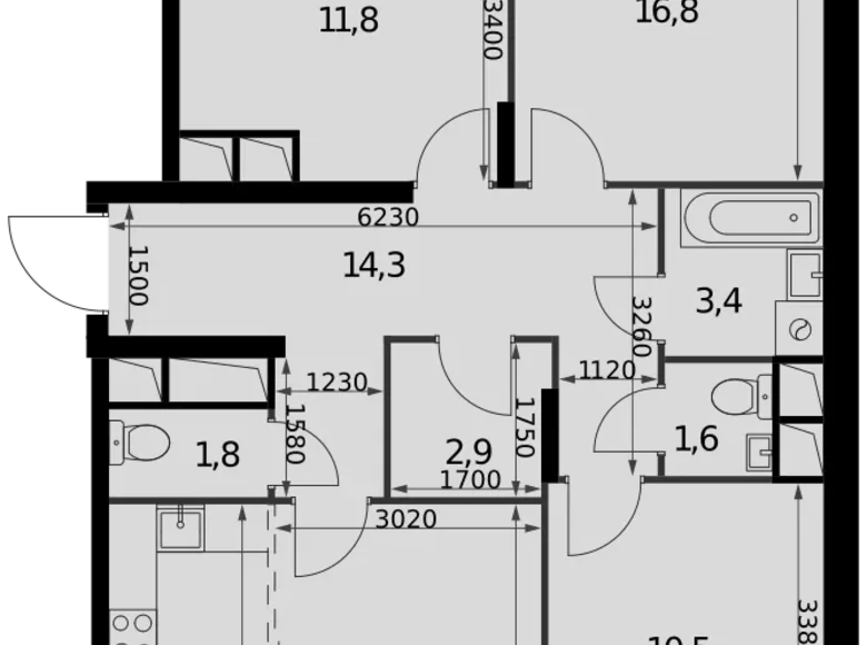 Квартира 4 комнаты 86 м² Развилка, Россия