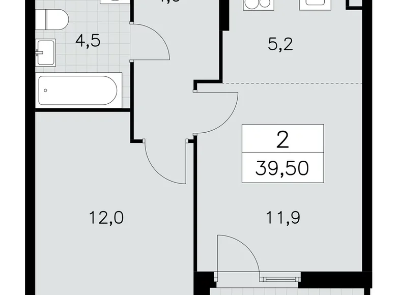 Apartamento 2 habitaciones 40 m² Moscú, Rusia