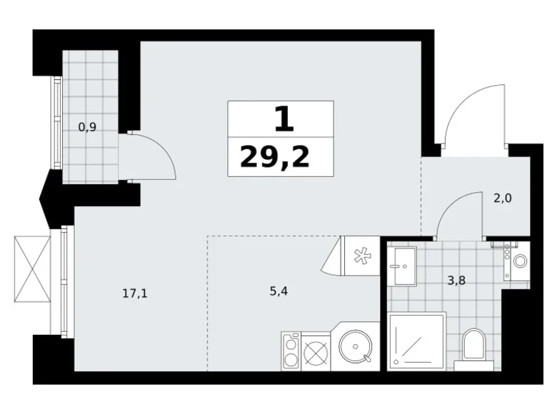 Mieszkanie 1 pokój 29 m² Troick, Rosja