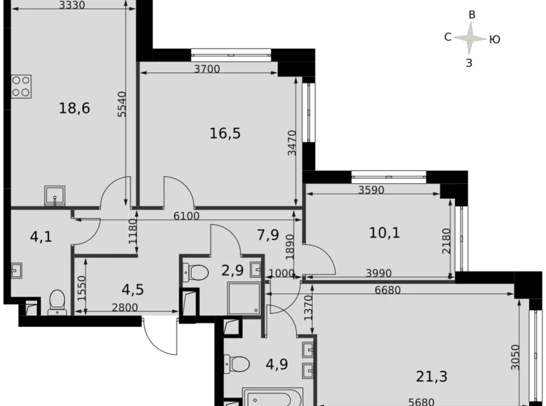 Mieszkanie 3 pokoi 91 m² Moskwa, Rosja
