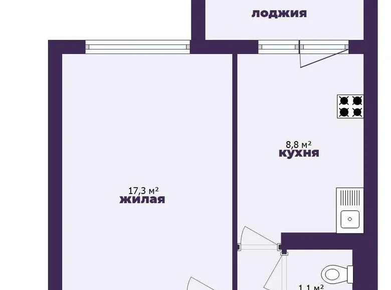 1 room apartment 41 m² Minsk, Belarus