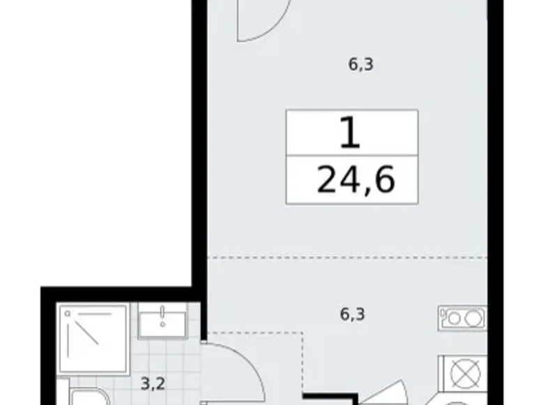 Wohnung 1 zimmer 25 m² Wnukowo, Russland