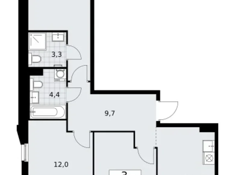 Mieszkanie 3 pokoi 72 m² Troick, Rosja