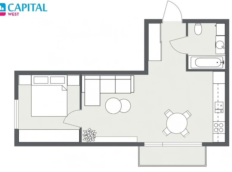 2 room apartment 43 m² Klaipėda, Lithuania