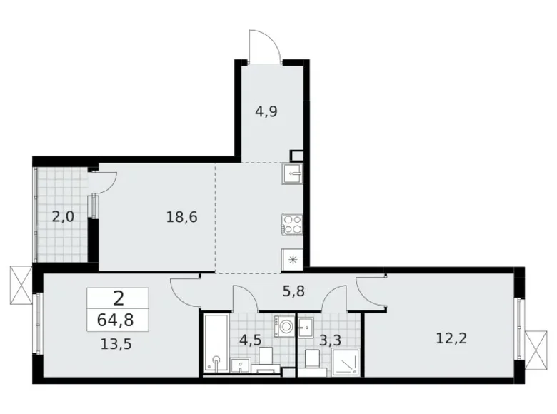 Apartamento 2 habitaciones 65 m² Krasnoye Selo, Rusia