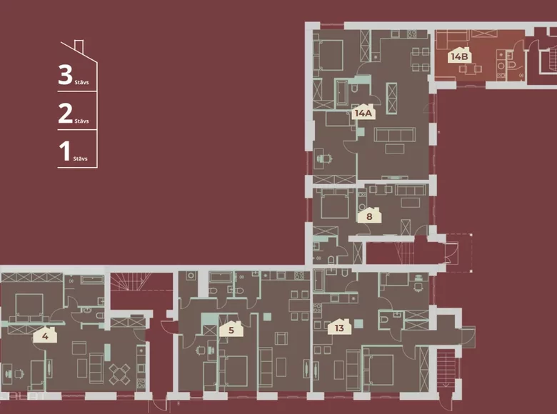2 room apartment 49 m² Riga, Latvia