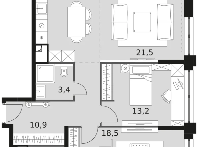 Appartement 3 chambres 88 m² North-Western Administrative Okrug, Fédération de Russie